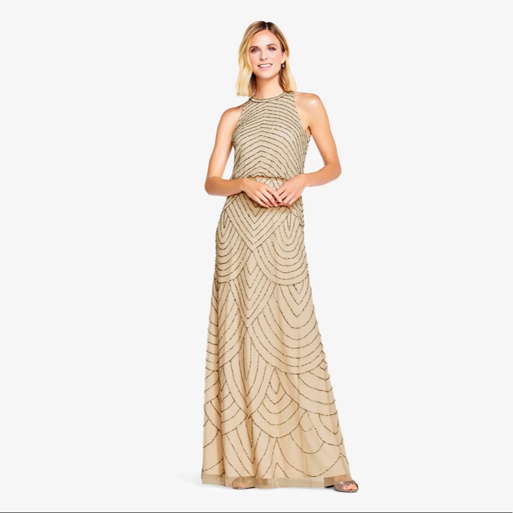Adrianna Papell Beaded Halter Gown